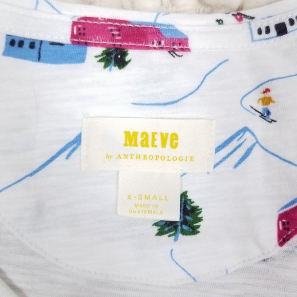 NWT Anthropologie Maeve Ski Themed Audra Cotton Tee Sz XS - Picture 8 of 12